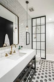 Black And White Subway Tile Shower 40 Awesome Black And White Subway Tiles Bathroom Design Modern Farmhouse Bathroom White Subway Tile Bathroom White Bathroom Designs