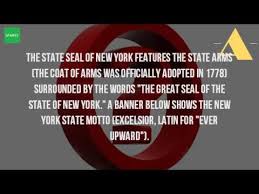 Allegorical figures of liberty (left) and justice (right) support the shield and an. What Does The New York State Seal Mean Youtube