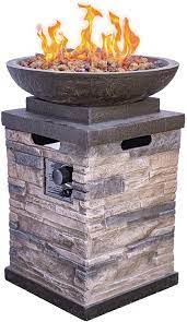 Shop the best patio fire pits!. Amazon Com Bond Manufacturing 63172 Newcastle Propane Firebowl Column Realistic Look Firepit Heater Lava Rock 40 000 Btu Outdoor Gas Fire Pit 20 Lb Pack Of 1 Natural Stone Gas Fire Pit Patio Lawn Garden