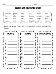 This Is A Part Of Speech Sort That Can Easily Be Used As A Center Activity Perfect For Review The Parts Of Speech Worksheets Nouns Verbs Adjectives Teaching