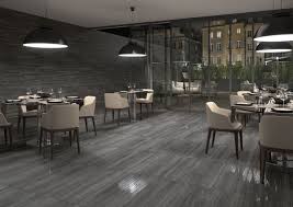 Grey Gray Tile On Floor And Wall In Restaurant Contemporary Design Flooring Vinyl Flooring Style Tile
