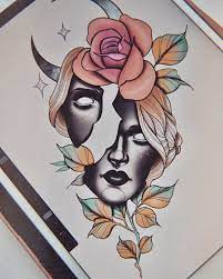 Tattoo gorilla was launched in 2016, and is the hub of list for tattoo designs and ideas. Lady Face Flower Moon Rose Tattoo Design Laurenceveillx Rose Tattoo Design Traditional Tattoo Design Rose Tattoo
