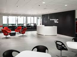 Lenovo Offices Tokyo Office Snapshots Lobby Design Office Lobby Design Round Reception Desks