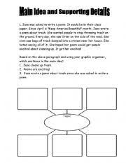 using a graphic organizer to find main idea esl worksheet by hschneider