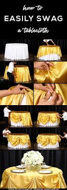 How To Easily Swag A Tablecloth Sweetheart Table Wedding Wedding Party Table Wedding Table Linens