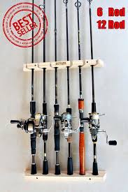 Fishing Rod Racks 6 Or 12 Storage Easy Wall Handmade Wood Sports Hunting Holder Fishing Rod Rack Rod Rack Fishing Rod Storage