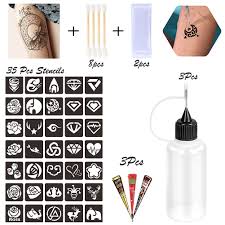 Henna tattoo stencil kit temporary template set 20 sheets body art designs hands 8.3 view product 8.3 7: Buy Henna Tattoo Kit Applicator Bottles Temporary Tattoos Stencils For Henna Tattoo Ink Cone Paste 3 Pcs Black Red Brown Online In Hungary B0957t7gxn