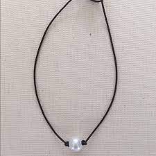 Dark Brown Leather And Pearl Necklace Popular Necklaces Dark Brown Leather Vine Jewelry