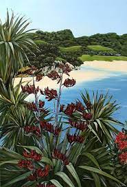 Kirsty Nixon New Zealand Contemporary Landscape Artist Detailed Realist Paintings Rangitoto Nz Beach Scenes Coastal Landscape Artist Nz Art Landscape Art