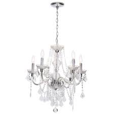 Hampton Bay Maria Theresa 6 Light Chrome And Clear Acrylic Chandelier C873ch06 The Home Depot