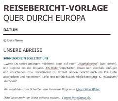 Täglich bestens informiert aus erster hand! Vorlage Reisebericht Odt Oder Docx Reisetagebuch Der Travelmause