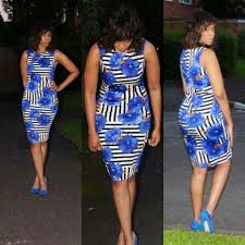 Ankara Black And White African Print Dress Black And White Striped Dress With Cobalt Blue Flowers African Fashion Ankara Kitenge African Wom African Attire African Clothing African Dresses For Women