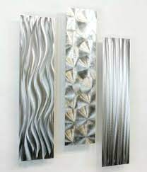 Dynamic Metal Wall Art 3 Panels Modern Silver Accent Decor Original Jon Allen Contemporary Metal Wall Art Silver Wall Art Metal Wall Art Panels