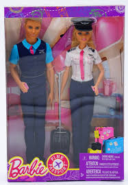 FNY33 Barbie & Ken Pilotenset-Steward & Pilotin-Mattel-Puppe-Pink Passport 