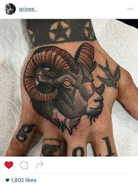 Goat Hand Tattoo Aries Tattoo Ram Tattoo Hand Tattoos