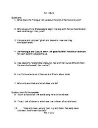 Romeo Juliet Quiz Bundle Acts I Iii Romeo And Juliet Quiz Romeo And Juliet Juliet