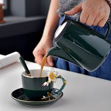 Coffee Cups And Saucers Set Cup And Saucer Set Green Coffee Cups Ceramic Tea Cup