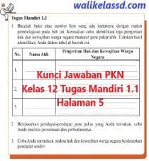 Maybe you would like to learn more about one of these? Kunci Jawaban Pkn Kelas 12 Tugas Mandiri 1 1 Halaman 5 Wali Kelas Sd