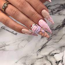 30 Cool Ice Cream Nail Designs For Summer Cream Nail Designs Cream Nails Girly Acrylic Nails