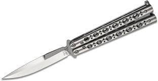This butterfly knife is equipped with durable, stainless steel handles. Benchmade 62 Balisong Butterfly Knife 4 25 Weehawk Plain Blade Stainless Steel Handles Knifecenter