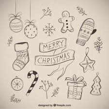 Free Vector Merry Christmas With Several Drawings