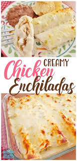 Creamy White Chicken Enchiladas Recipe Sour Cream Chicken Chicken Enchiladas Easy Creamy Chicken Enchiladas
