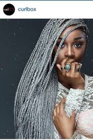 Black And Grey Box Braids On Dark Skin Grey Silver Box Braids Hair Styles Box Braids Hairstyles Medium Box Braids