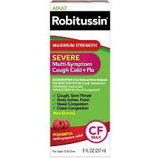 Robitussin Adult Maximum Strength Severe Multi Symptom Cough Cold Flu Liquid 8 Fl Oz