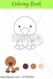 Coloring book cut and glue baby platypus. Coloring Page Little Vector Photo Free Trial Bigstock