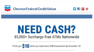 Do we have your current email? Targeted Chevron Fcu 10 For 3 Atm Transactions Doctor Of Credit