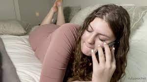 RubyPeach chubby girl dildo play on bed