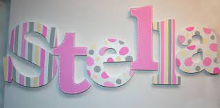 Hand Painted Wooden Letters Name Hangings Pink Stripes And Stitches For Girls Room Or Nursery Ro Wooden Letters Wall Letters Nursery Painting Wooden Letters