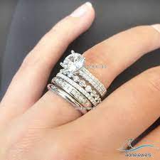In 14k white gold (1/5 ct. 10k Mens And Womens White Gold Diamond Engagement Bridal Wedding Ring Trio Set Stacked Wedding Rings Diamond Wedding Bands Stackable Engagement Ring
