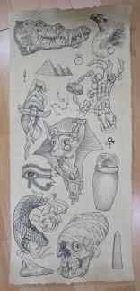 Egyptian Themed Tattoo Flash Sheet By Ouchiscool On Etsy Tattoo Flash Sheet Egyptian Tattoo Egyptian Tattoo Sleeve