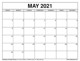 May 2021 Calendar In 2020 Calendar Printables Free Printable Calendar Free Printable Calendar Templates
