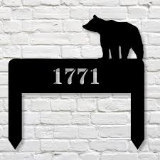 Customized Bear House Number Metal Sign