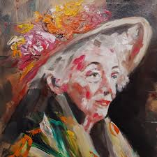 Flowered Hat Lady 12 X 16 Inches Original Oil Painting Unframed