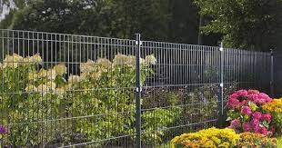 Doppelstabzaun Anthrazit Mit Rundpfosten Doppelstabmattenzaun Zaun Stabchen