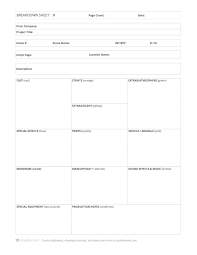 Breaking Down A Script Free Script Breakdown Sheets Template