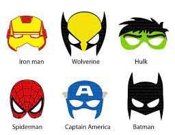 This clipart image is transparent. Instant Dl6 Superhero Mask Cutout Birthday Party By Pishpesh 5 90 Superhelden Superhelden Masken Superheld Geburtstagsfeier