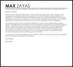 Fire Chief Cover Letter Sample Cover Letter Templates Examples