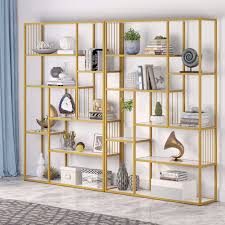 What to do with a metal table top? Constructed From Sturdy Metal And Finished In Satin Gold This Bookshelf With Faux Marble Is A Clever Combination Of F Etagere Bookcase Gold Bookshelf Bookcase