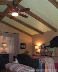 For a hint of contrast, use a darker shade or a lighter tint of the same color, such as white and cream. Ceiling Fan On Exposed Beam Insteon Fan Control
