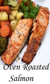 Here Is An Easy To Make Recipe That Comes Out Beautifully Oven Roasted Salmon With Baby Potatoes An Roasted Salmon Recipes Oven Roasted Salmon Cooking Salmon