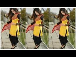 Black And Yellow Suit Design Colour Combination With Black Salwar College Wear Suit Designs For Girls Punjabi Suit Design Black Suit Combinations Black Color Combination College Wear