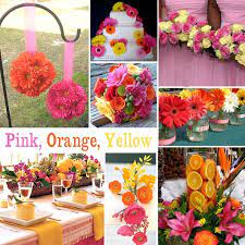 Pink Orange And Yellow Colors For A Spring Or Summer Wedding Orange Wedding Decorations Wedding Colors Yellow Wedding Colors