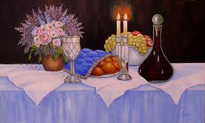 Complete shabbat table setting blue silver collection jewish table settings 10 gorgeous shabbat ideas sent in by two glamourous shabbat and shabbos table settings in brooklyn shabbat dinner table set up you. Shabbat Table Painting By Ilunia Felczer