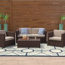 New twin rattan wicker conservatory outdoor garden furniture set. Mercury Row Kappa Wicker Rattan 4 Person Seating Group With Cushions Reviews Wayfair
