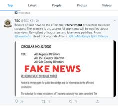 Please refresh the page and/or try again. Tsc Clarifies On Fake News Concerning Cancelling Of Mass Recruitment Of Teachers Teacher Co Ke