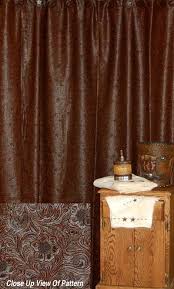 Faux Tooled Leather Shower Curtain Western Bedroom Decor Western Style Shower Curtains Western Home Decor